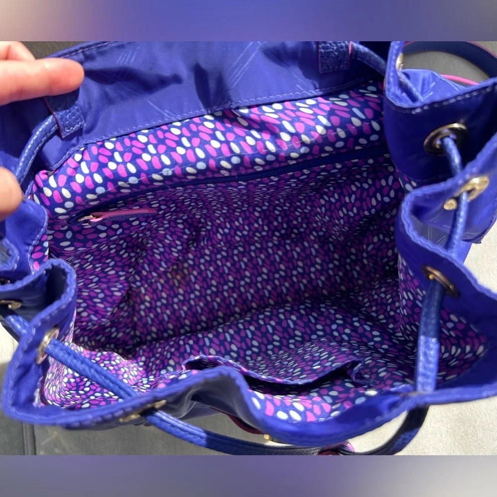 Vera Bradley Preppy Poly Drawstring Backpack Violet Purple NWOT
